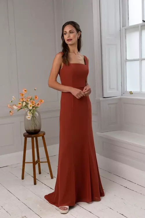 Square neck clearance chiffon dress